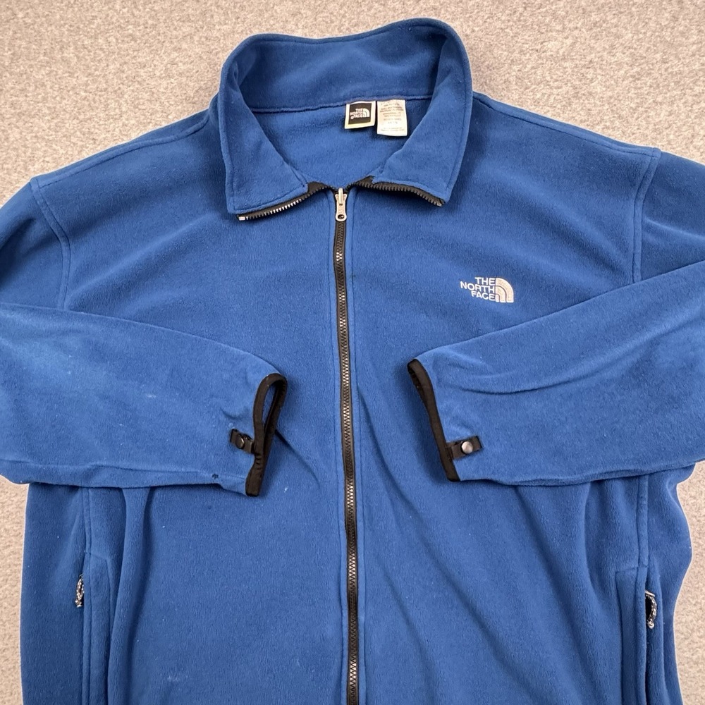 The North Face Fleece Jacket Mens XXL Blue Full Zip Mock Neck Sweater Outdoor